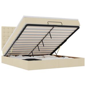 vidaXL Osmanų lovos rėmas su čiužiniu, kreminis, 160x200 cm, audinys