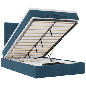 vidaXL Osmanų lovos rėmas su čiužiniais, mėlynas, 120x200cm, aksomas