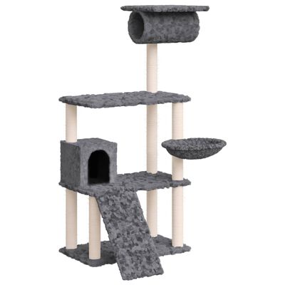 vidaXL Draskyklė katėms su stovais iš sizalio, tamsiai pilka, 131cm