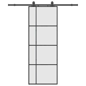 vidaXL Stumdomos durys su įrangos rinkiniu, juodas, 76x205 cm, ESG ir