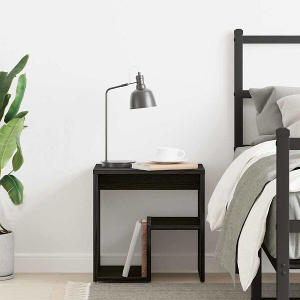 vidaXL &Scaron;alia lovos spintelė juoda ąžuolo 40 x 30 x 40 cm