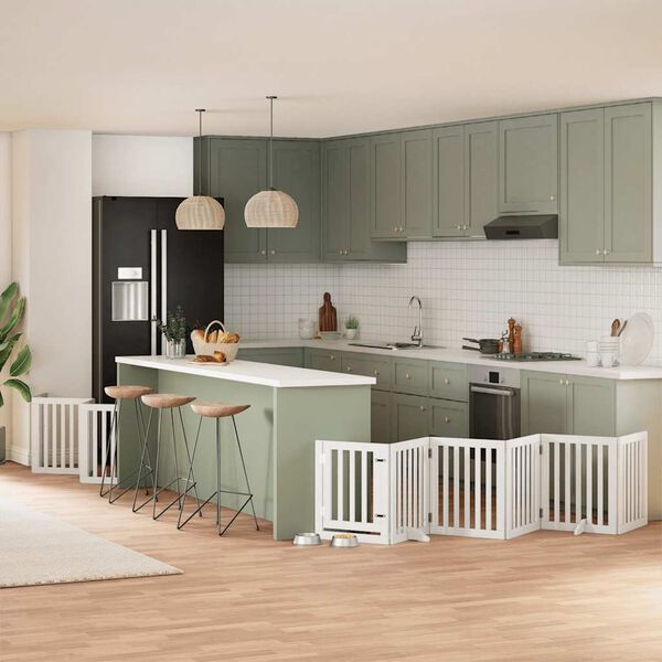 vidaXL Varteliai &scaron;unims su durimis, 12 segmentų, balti, 600cm, tuopa