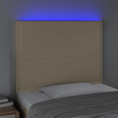 vidaXL Galvūgalis su LED, kreminės spalvos, 90x5x118/128cm, audinys