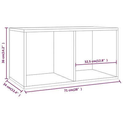 vidaXL Dėžė vinilinėms plokštelėms, pilka, 71x34x36cm, mediena, blizgi