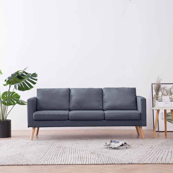 vidaXL Trivietė sofa, audinys, tamsiai pilka