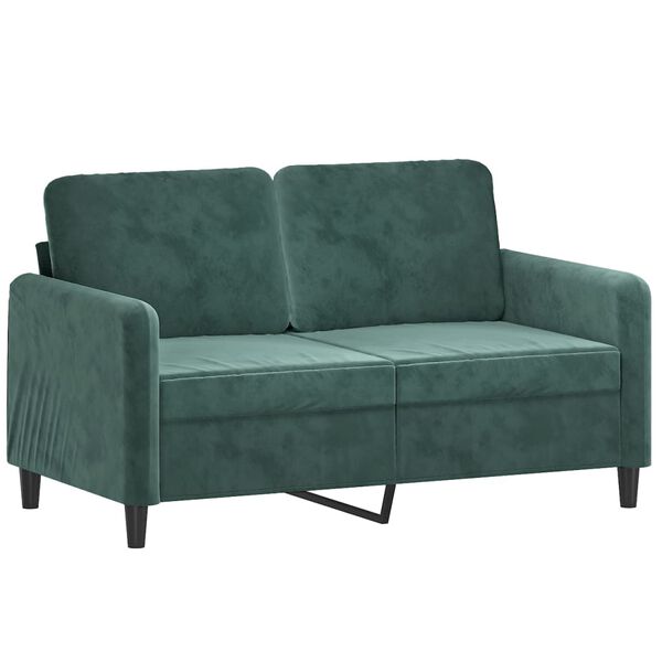 vidaXL Dvivietė sofa, tamsiai žalios spalvos, 120cm, aksomas