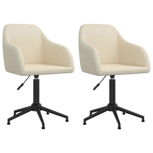 vidaXL Pasukamos valgomojo kėdės, 2vnt., kreminės spalvos, aksomas