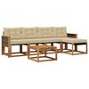 vidaXL Lauko sofos komplektas su pagalve 6 pcs Natūralus ir bežinis