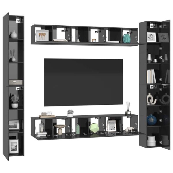 vidaXL Televizoriaus spintelių komplektas, 6 dalių, pilkas, MDP