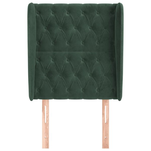 vidaXL Galvūgalis su auselėmis, žalias, 83x23x118/128cm, aksomas