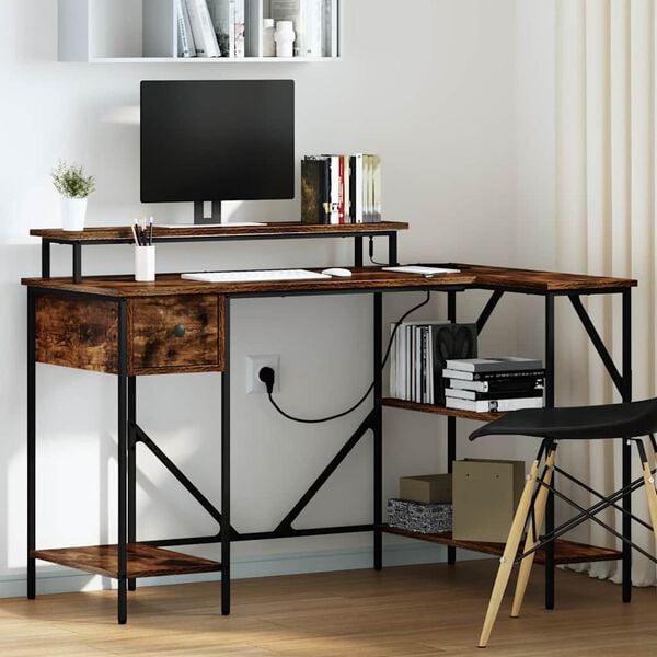 vidaXL Stalas Rūkyta ąžuolas 120 x 79 x 86,5 cm Apdirbta mediena