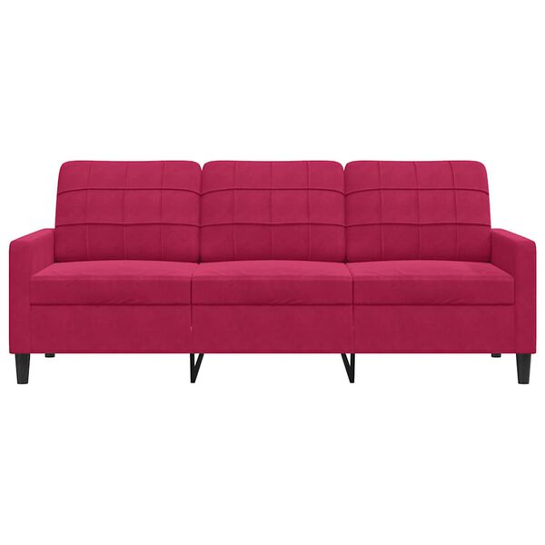 vidaXL Trivietė sofa, raudonojo vyno spalvos, 180cm, aksomas