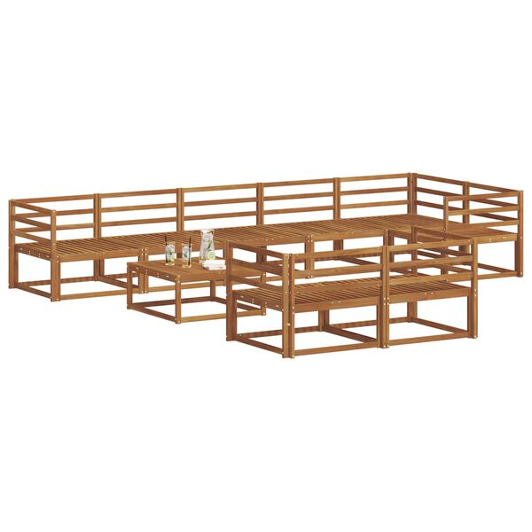 vidaXL Lauko sofos komplektas 9 pcs Natūrali Kietos akacijos mediena