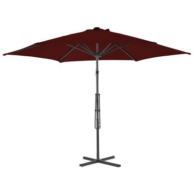 vidaXL Lauko skėtis su plieniniu stulpu, tamsiai raudonas, 300x230cm