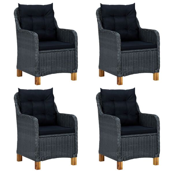 vidaXL Sodo komplektas su pagalvėlėmis, 5 dalių, pilkas, poliratanas