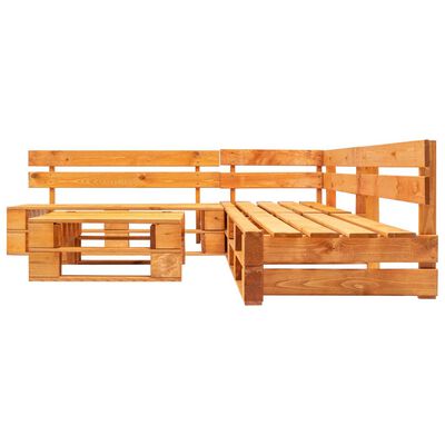 vidaXL Sodo komplektas iš palečių, 4 dalių, medaus ruda, mediena