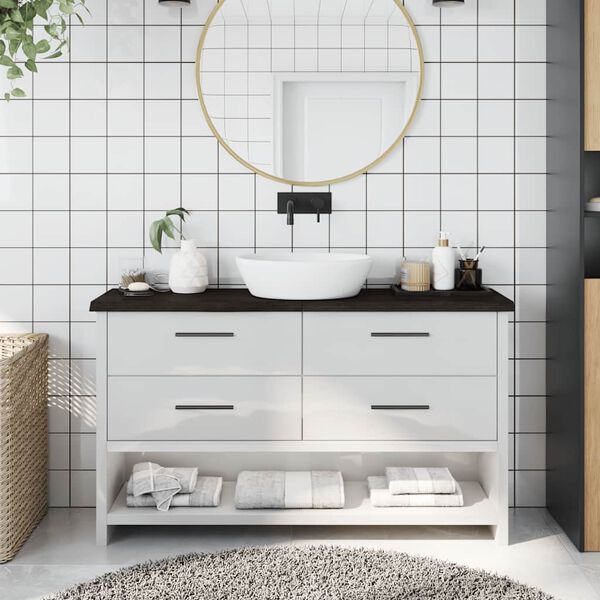 vidaXL Vonios stalvir&scaron;is, tamsiai rudas, 120x30x(2-4) cm, mediena