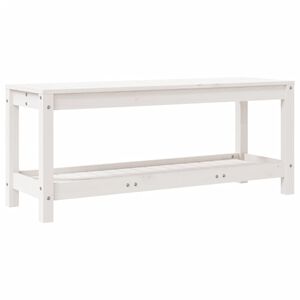 vidaXL Sodo suoliukas, baltas, 108x35x45cm, pu&scaron;ies medienos masyvas
