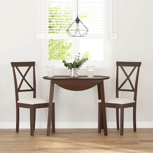 vidaXL valgomojo kėdės su pagalvėlėmis 2 vnt Ruda medžio masyvo guma