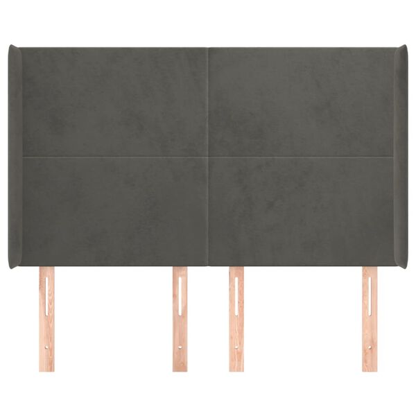 vidaXL Galvūgalis su auselėmis,tamsiai pilkos,147x16x118/128cm,aksomas