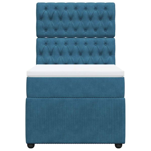 vidaXL Lova su spyruoklėmis ir čiužiniu, mėlyna, 100x200 cm, aksomas