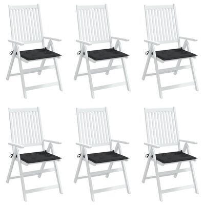 vidaXL Sodo kėdės pagalvėlės, 6vnt., juodos, 50x50x3cm, audinys