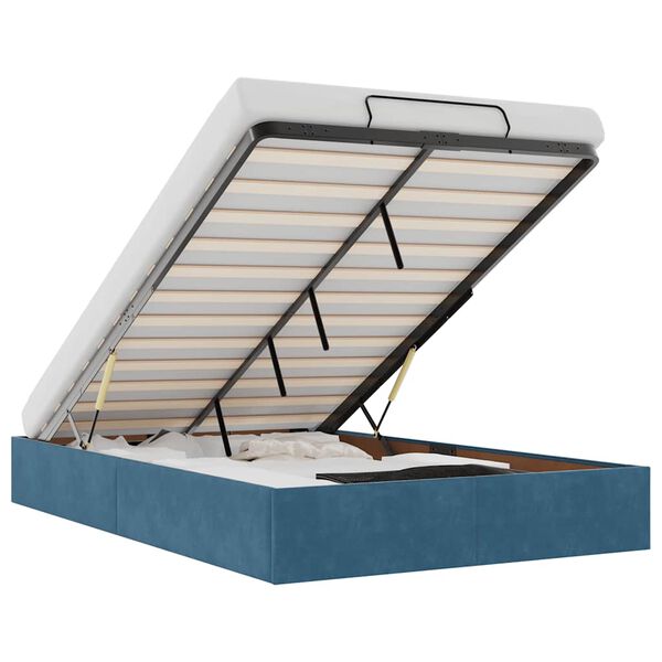 vidaXL Osmanų lovos rėmas be čiužinio, mėlynas, 120x200 cm, aksomas