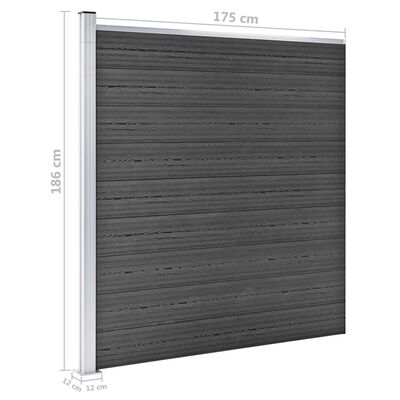 vidaXL Tvoros segmentų rinkinys, juodos spalvos, 353x186cm, WPC