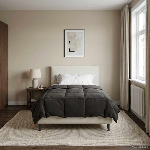 vidaXL Pilna metų antklodė Antracitas 155 x 220 cm Mikropluo&scaron;tas