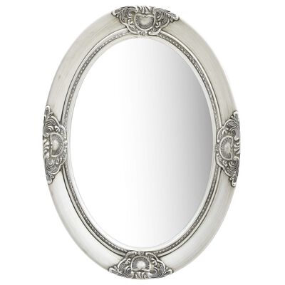 vidaXL Sieninis veidrodis, sidabrinis, 50x70cm, barokinio stiliaus