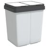 vidaXL Dviguba &scaron;iuk&scaron;liadėžė, baltos spalvos, 2x25l
