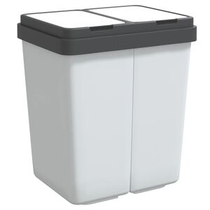 vidaXL Dviguba &scaron;iuk&scaron;liadėžė, baltos spalvos, 2x25l