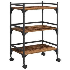 vidaXL Virtuvės vežimėlis Senovinis medis 50 x 35 x 75.5 cm