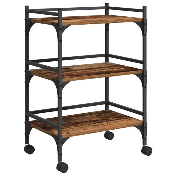 vidaXL Virtuvės vežimėlis Senovinis medis 50 x 35 x 75.5 cm