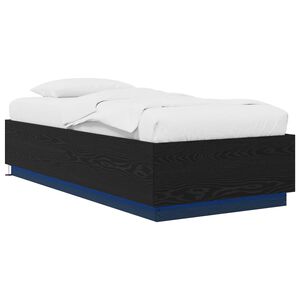 vidaXL Lovos rėmas su LED Juodojo ąžuolo 80 x 200 cm Apdirbta mediena
