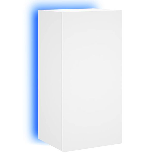 vidaXL Sieninė TV spintelė su LED lemputėmis, balta, 40,5x35x80cm