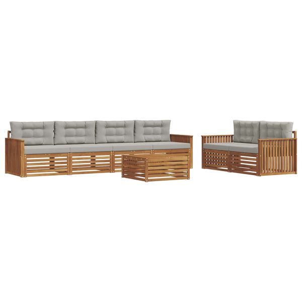 vidaXL Lauko sofos komplektas 7 pcs Natūrali ir &scaron;viesiai pilka