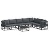 vidaXL Sodo Sofų Rinkinys su pagalve 8 pcs Juoda Aliuminis