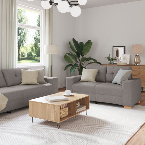 vidaXL Sofa 3 pcs Taupe Lino mišinio audinys