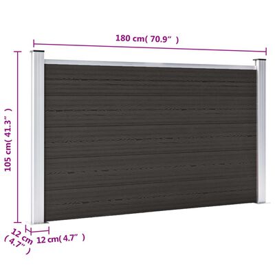 vidaXL Tvoros segmentas, juodos spalvos, 180x105cm, WPC