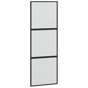 vidaXL Stumdomos durys, juodos, 76x205cm, grūdintas stiklas/aliuminis