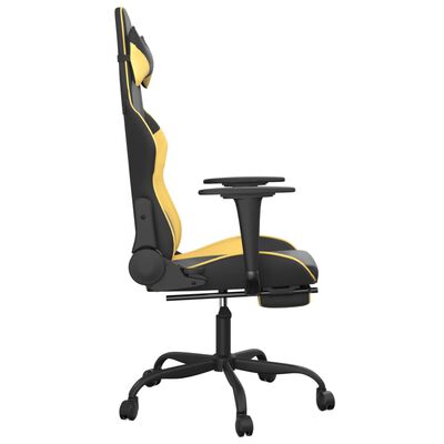 vidaXL Masažinė žaidimų kėdė su pakoja, juoda ir auksinė, dirbtinė oda