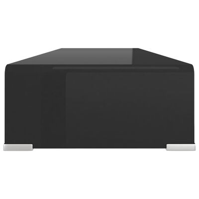 vidaXL TV stovas/monitoriaus pakyla, juodas stiklas, 90x30x13 cm