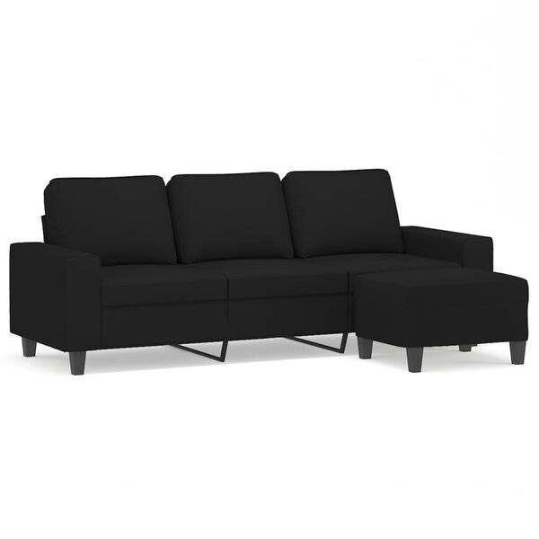 vidaXL Trivietė sofa su pakoja, juoda, 180cm, mikropluo&scaron;to audinys