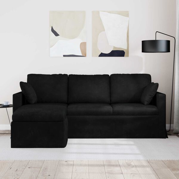 vidaXL Sofa Juoda 198 x 134 x 80 cm Aksomas