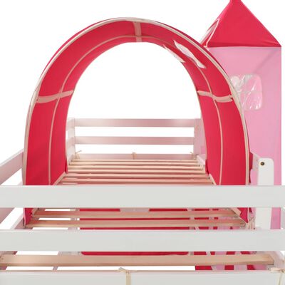 vidaXL Vaikiškos dviaukštės lovos rėmas, su čiuožykla ir kopėčiomis, 208x230cm