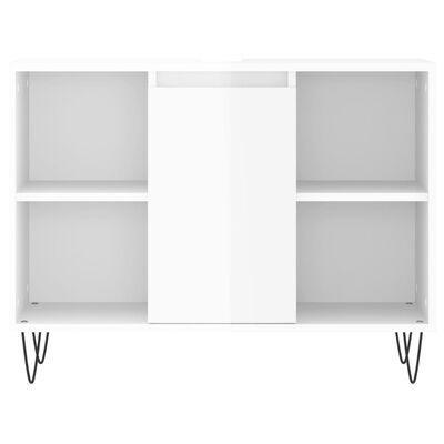 vidaXL Vonios kambario spintelė, balta, 80x33x60cm, mediena, blizgi