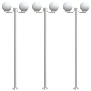 vidaXL Lauko &scaron;viestuvai, 3vnt., sidabriniai, 215cm, plienas