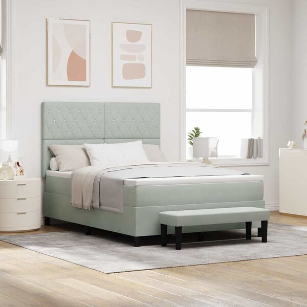 vidaXL Kiemas lova su čiužiniu &Scaron;viesiai pilka 160 x 200 cm Aksomas