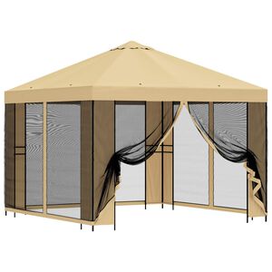 vidaXL Sodo pavėsinė su &scaron;oninėmis sienelėmis 3 x 3 m Kreminė